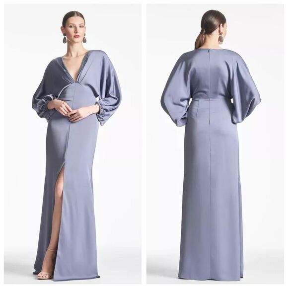 Sachin & Babi Satin Gabby Gown Cool Grey Size Size 4